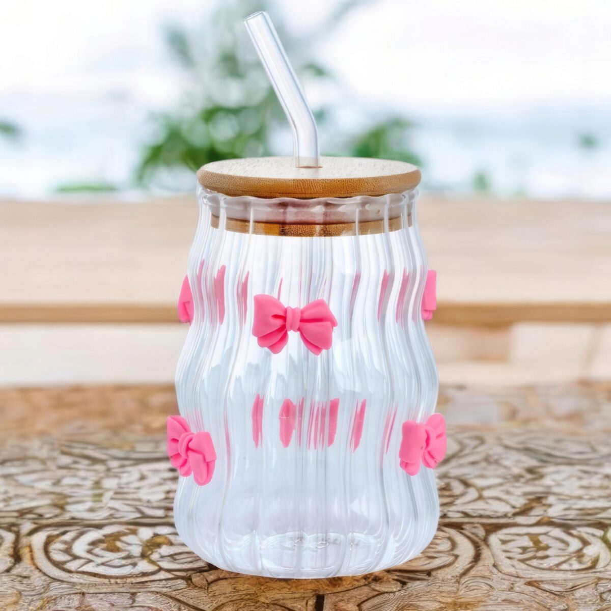 Szklanka Do Napojów Kubek Ze Słomka Przykrywka Do Smootkie Kawy 450ml - obrazek 2