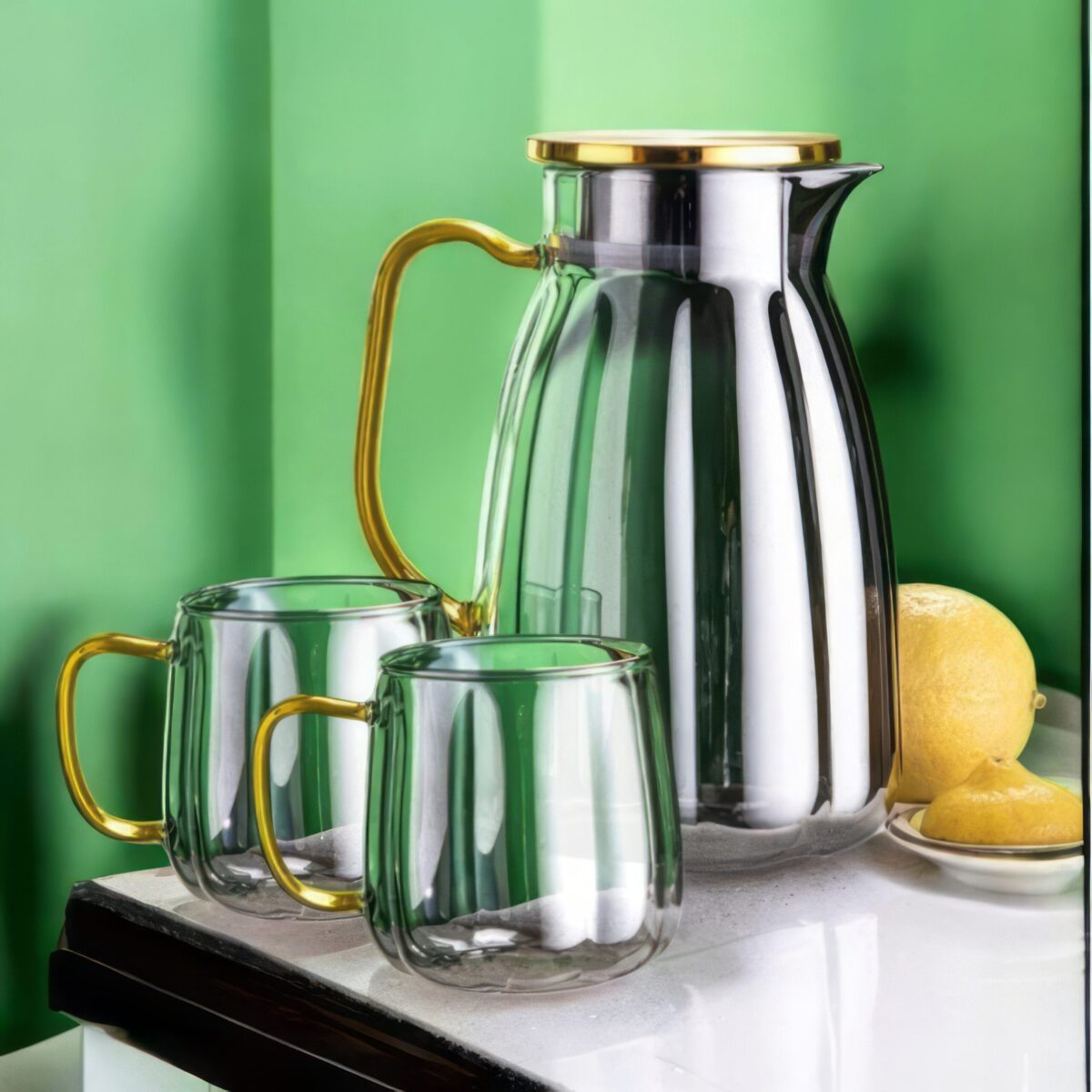 Szklany Dzbanek 1600ml i Szklanki 350ml Zestaw do Napojów Opalizujący Komplet - obrazek 8