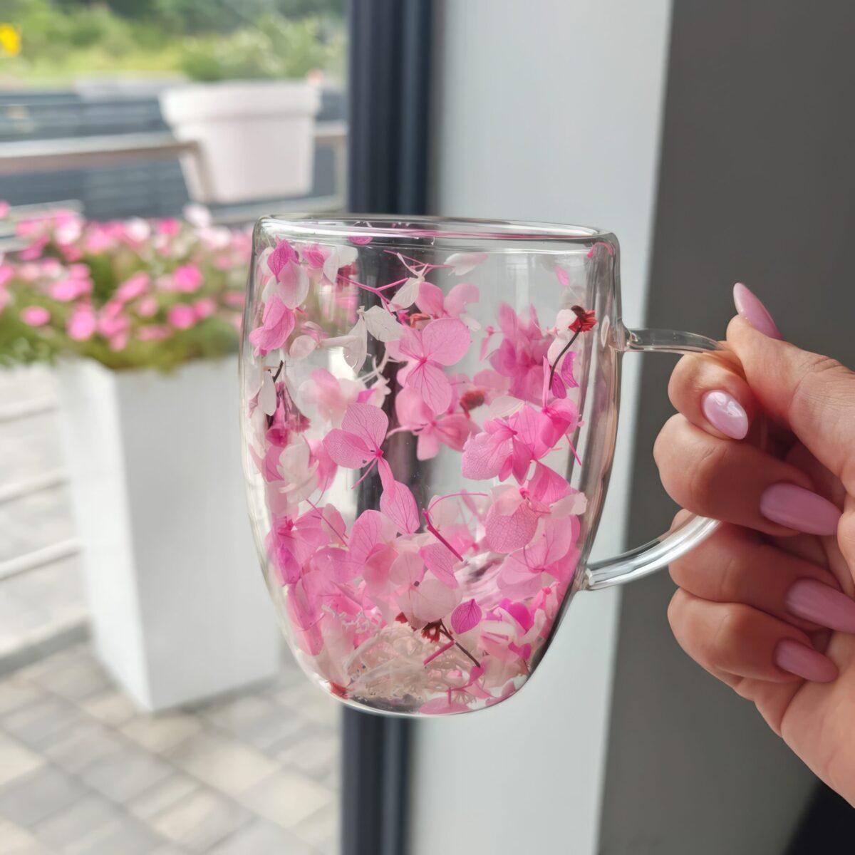 Szklanka do Herbaty Kawy Termiczna z Kwiatami w Środku 300ml - obrazek 2