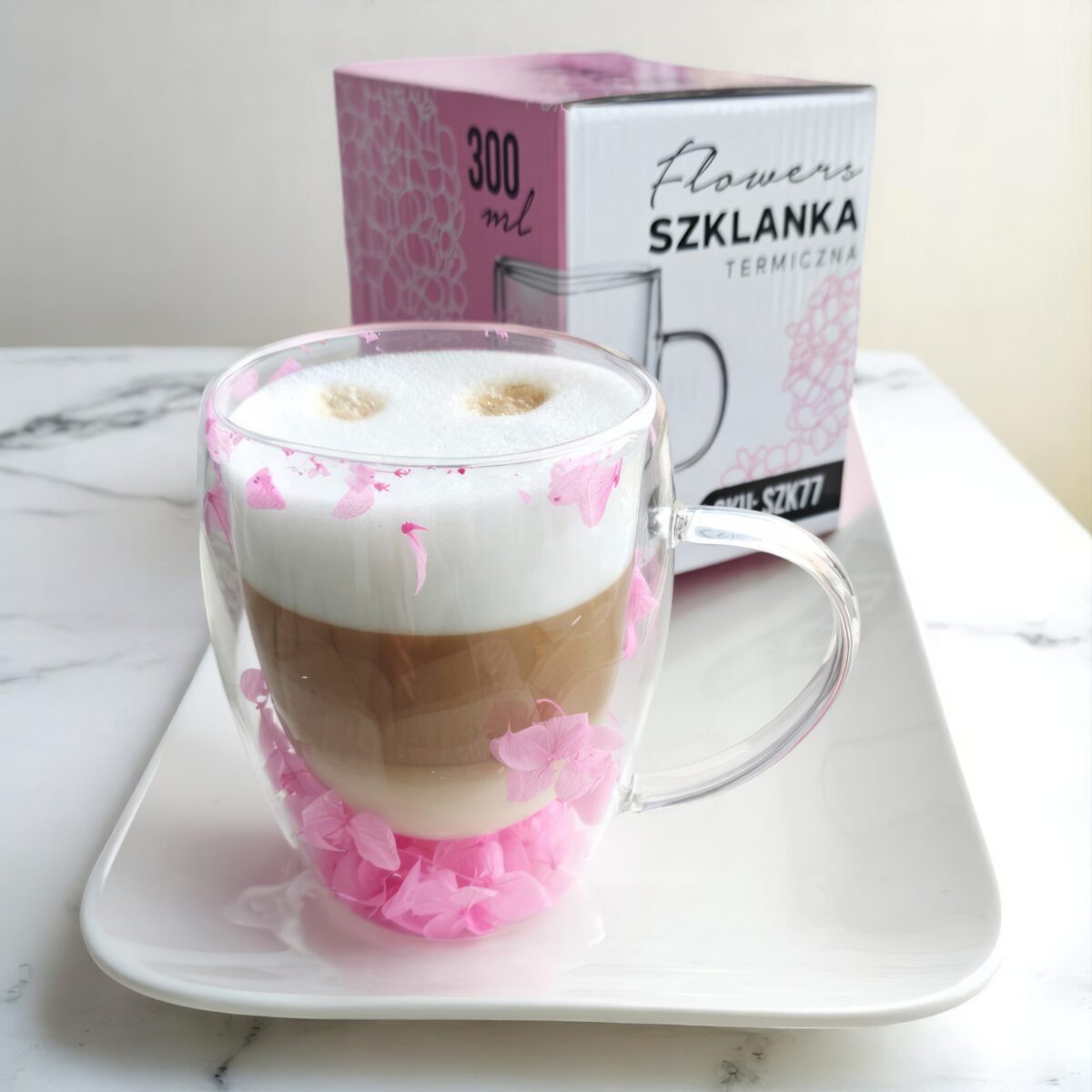 Szklanka do Herbaty Kawy Termiczna z Kwiatami w Środku 300ml - obrazek 3