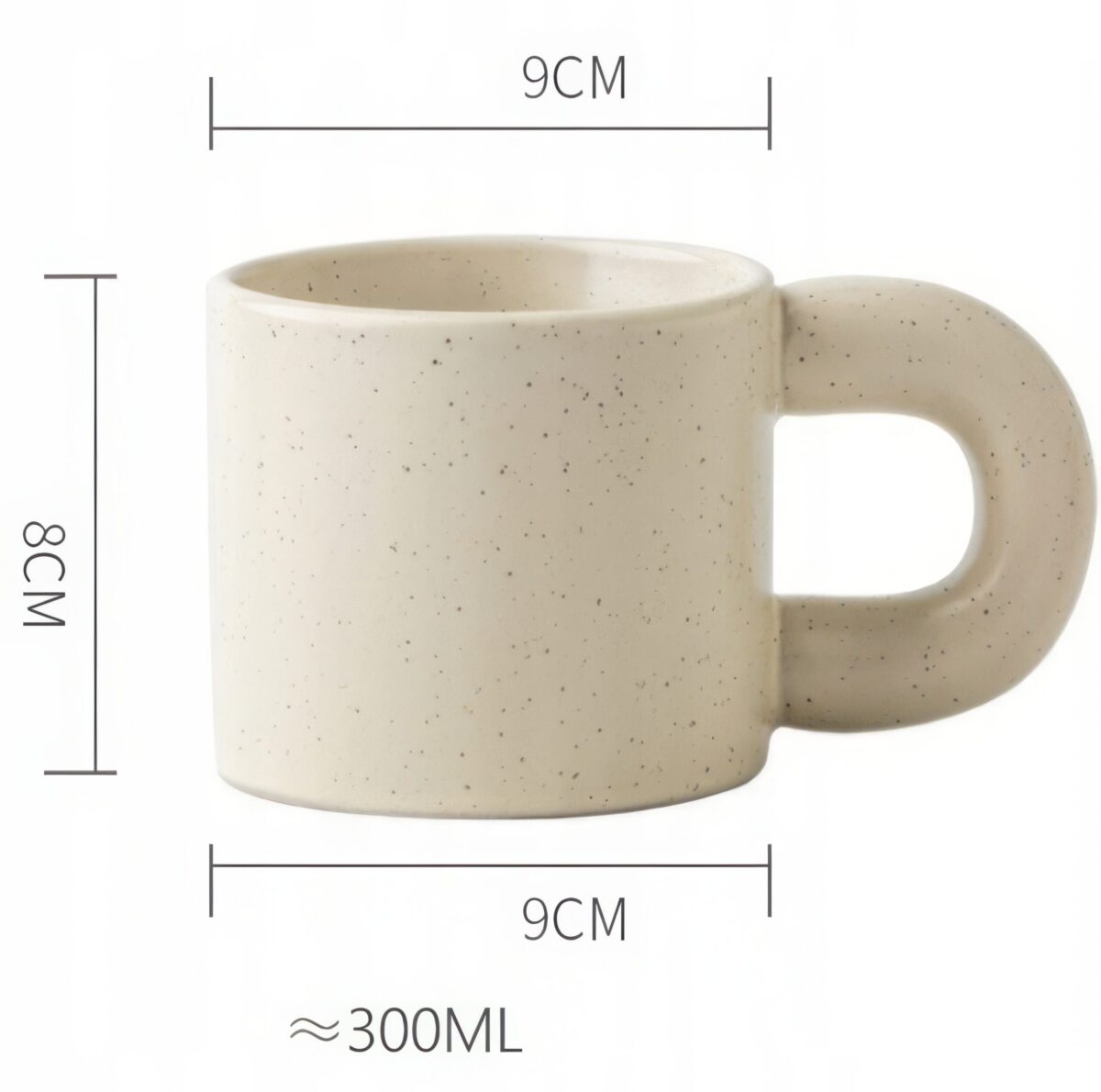 Kubek Ceramiczny z Uchem na Kawę Herbatę Duży Kremowy 300ml - obrazek 4