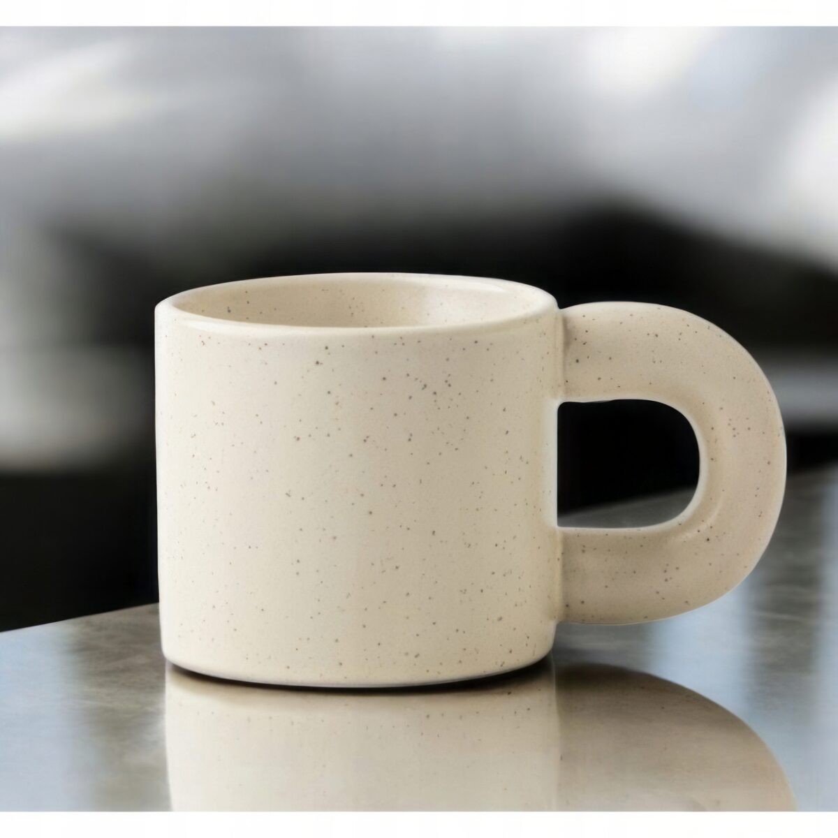 Kubek Ceramiczny z Uchem na Kawę Herbatę Duży Kremowy 300ml - obrazek 2