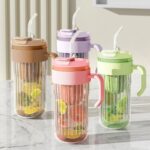 Szklany Bidon Na Napoje Herbatę Szklana Słomka Sitko 550ml - obrazek 3