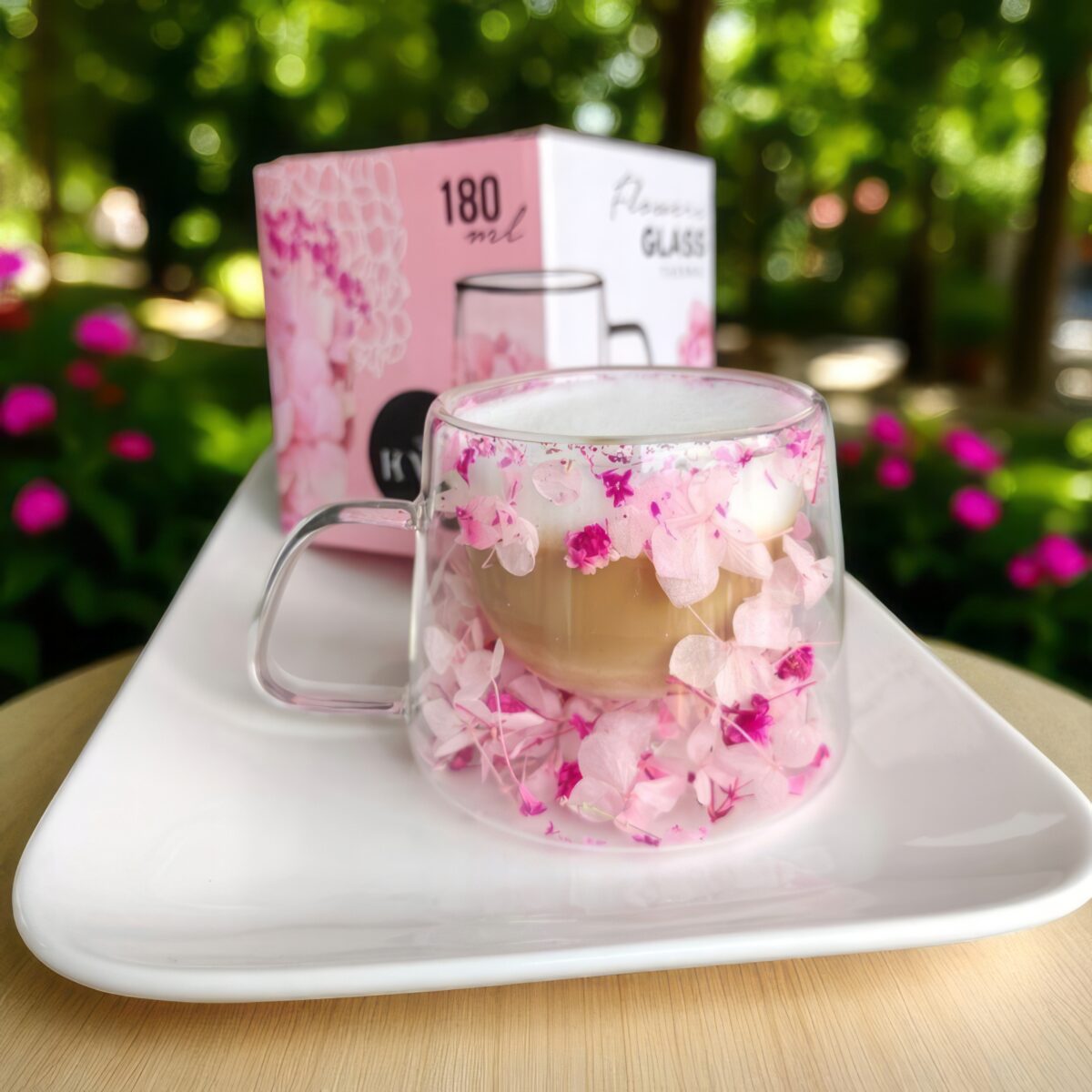 Szklanka Termiczna do Kawy Latte z Kwiatami w Środku 180ml - obrazek 2