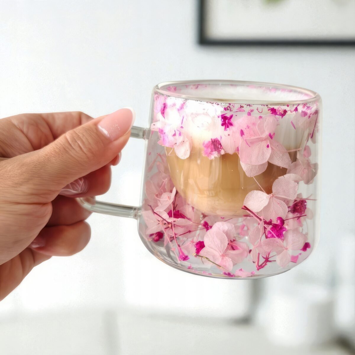 Szklanka Termiczna do Kawy Latte z Kwiatami w Środku 180ml - obrazek 5