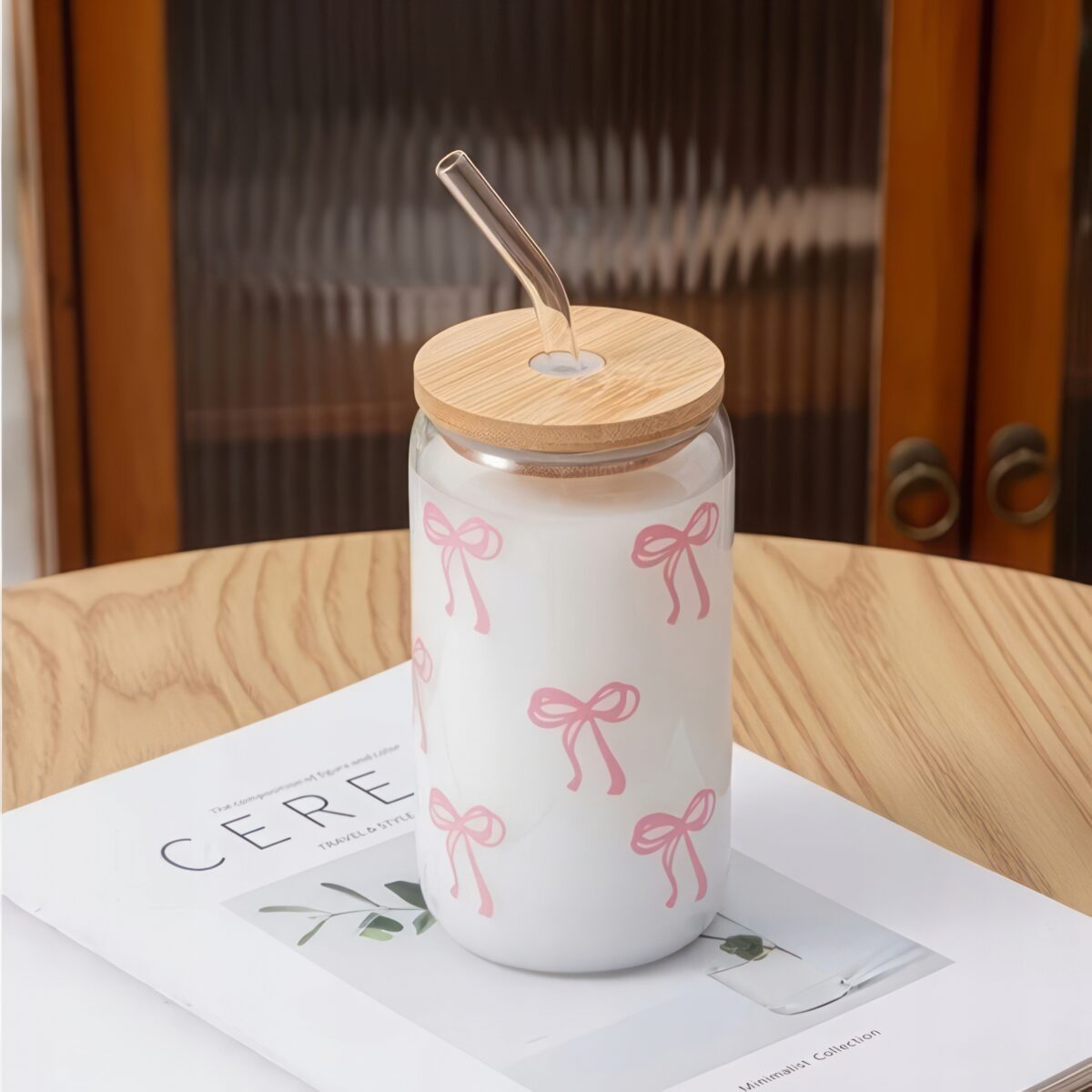 Szklanka Do Smootkie, Napojów ze Słomką Przykrywką 450ml - obrazek 2