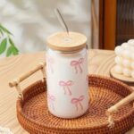 Szklanka Do Smootkie, Napojów ze Słomką Przykrywką 450ml - obrazek 3