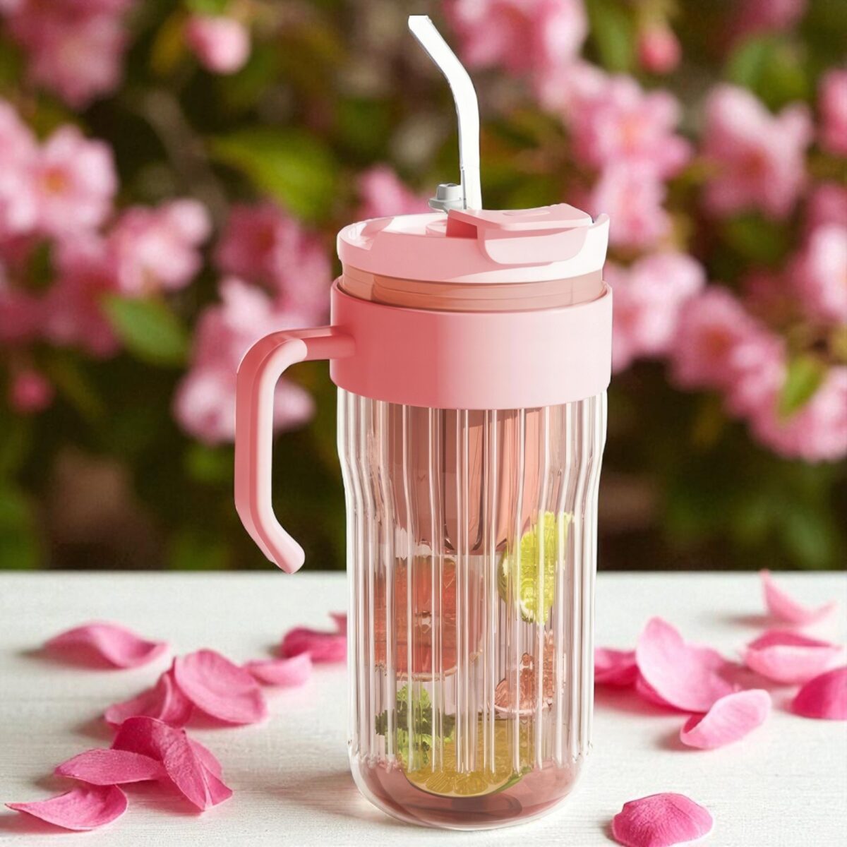 Szklany Bidon Na Napoje Herbatę Szklana Słomka Sitko 550ml - obrazek 2