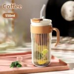 Szklany Bidon Na Napoje Herbatę Szklana Słomka Sitko 550ml - obrazek 3